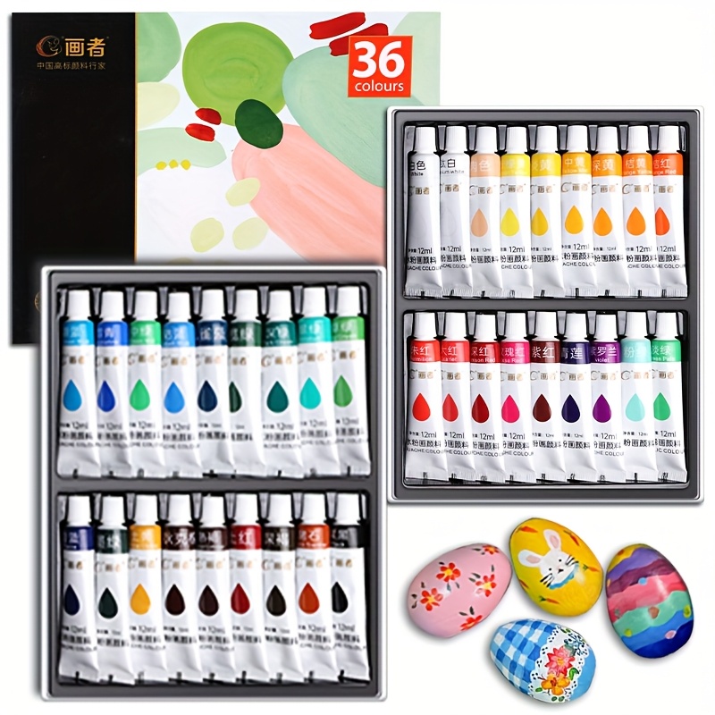 Gouache Paint Set - Juego de pintura Gouache, 36 colores,