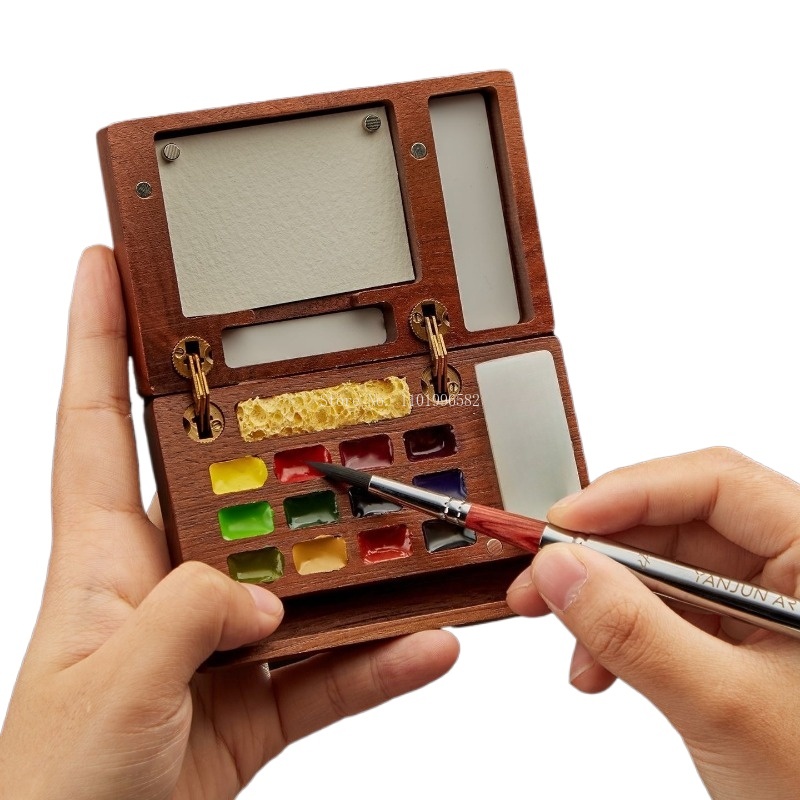 Gouache Paint Set - Caja de Pintura Portátil de Madera