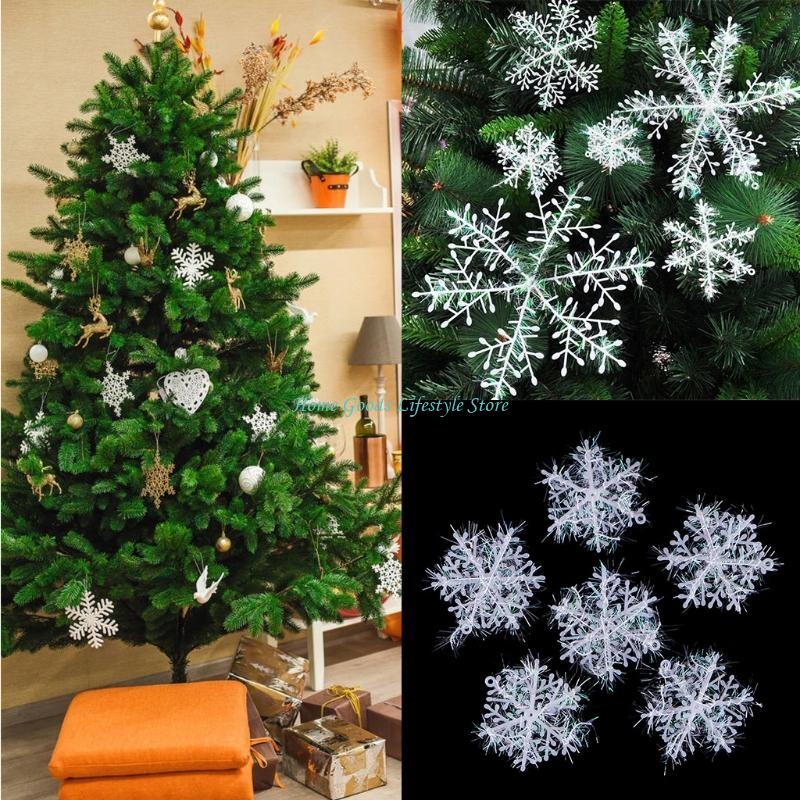 Art And Craft Xmas Tree - Adornos navideños copos nieve E74E, 6