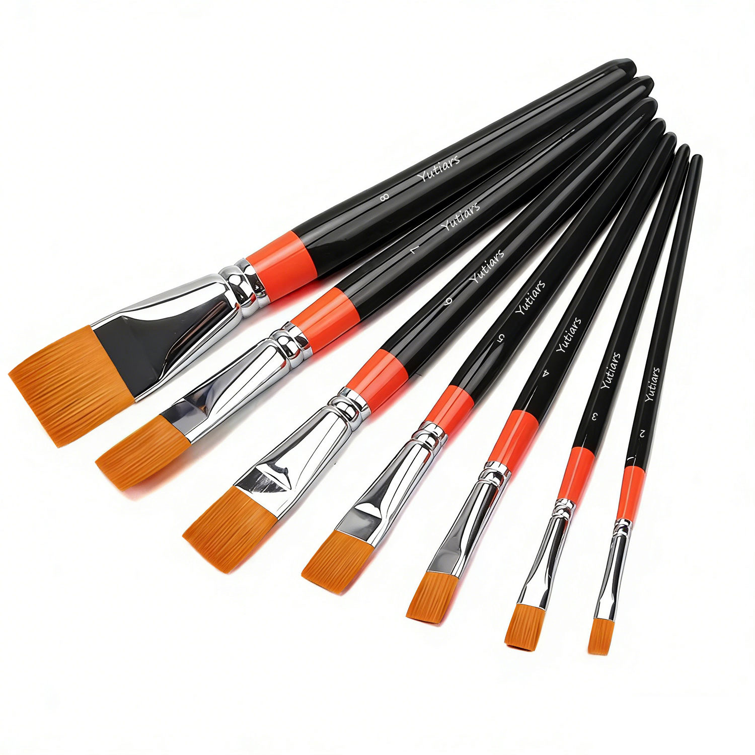 Gouache Paint Set - Juego de 8 Pinceles Planos Profesionales